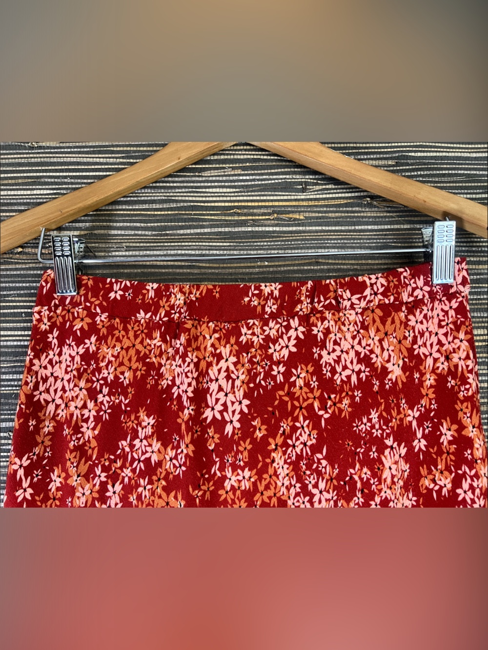 Free People Floral Bias Cut Maxi Skirt Rust Red Small Boho Romantic - Picture 6 of 15
